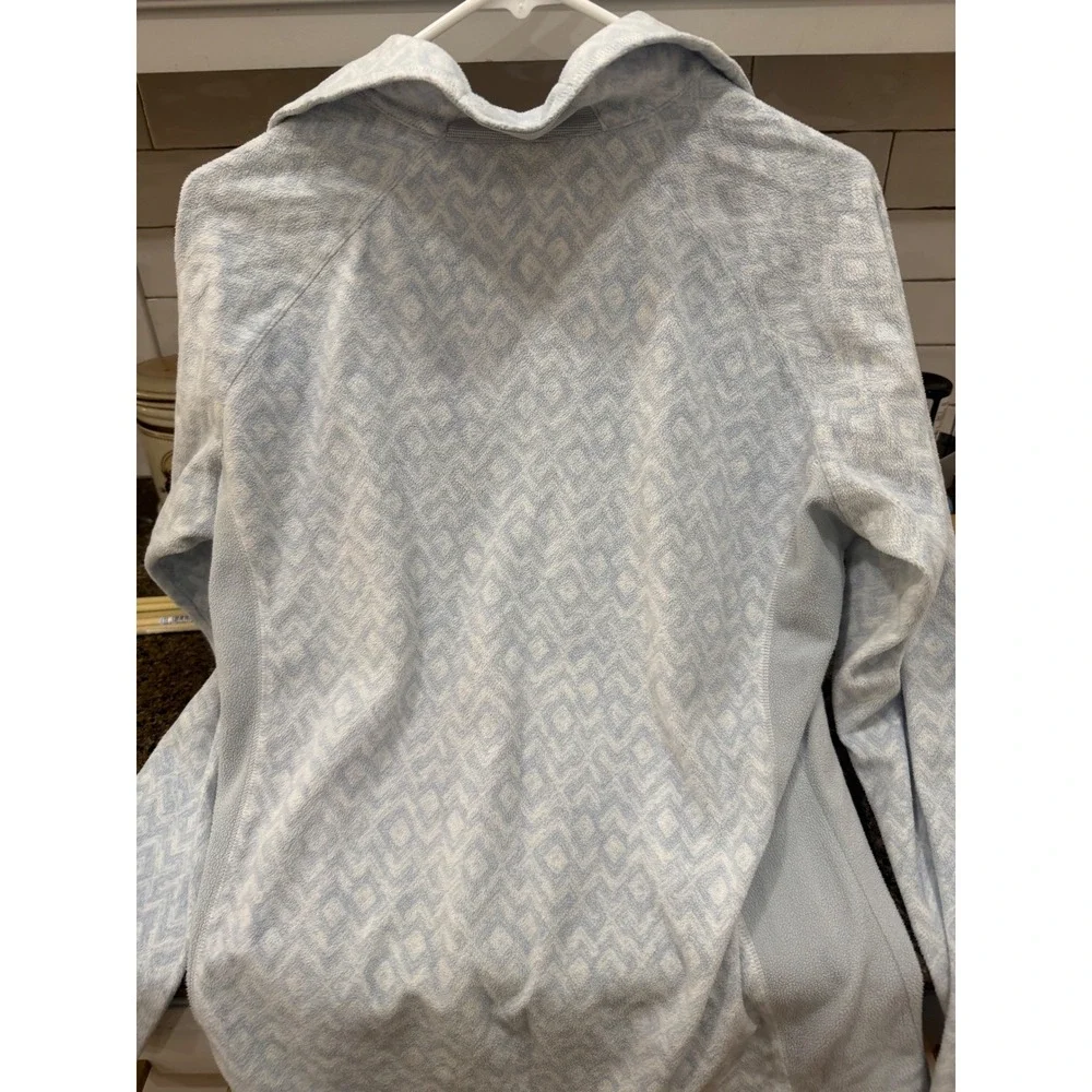 Columbia Womens XL Fleece Pullover Quarter Zip Blue Geometric‎ Diamond Print